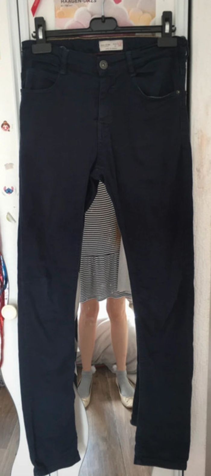 Pantalon slim bleu marine ajustable 11/12 ans Zara