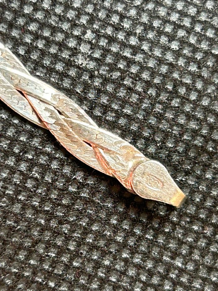 Beau collier plat en argent massif tressé femme TBE - photo numéro 7
