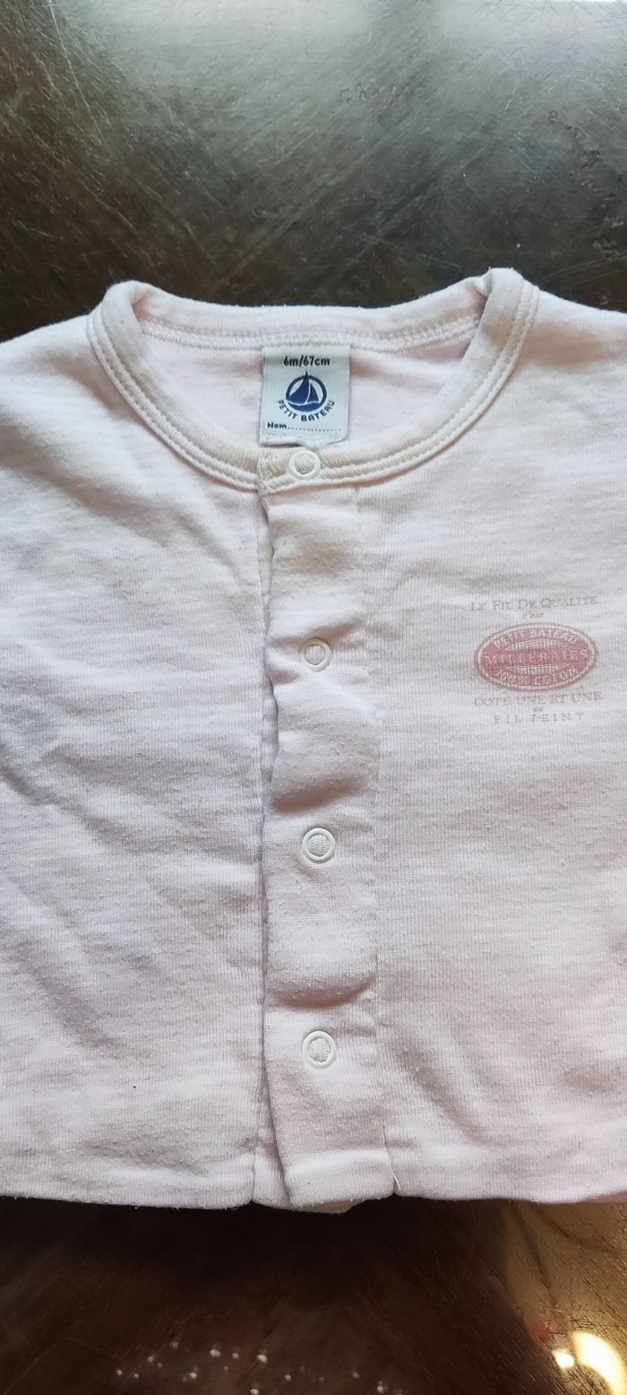 Ensemble grenouillère+ gilet Petit Bateau 6 mois - photo numéro 4