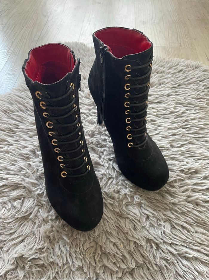 Bottines à talon en daim - photo numéro 2