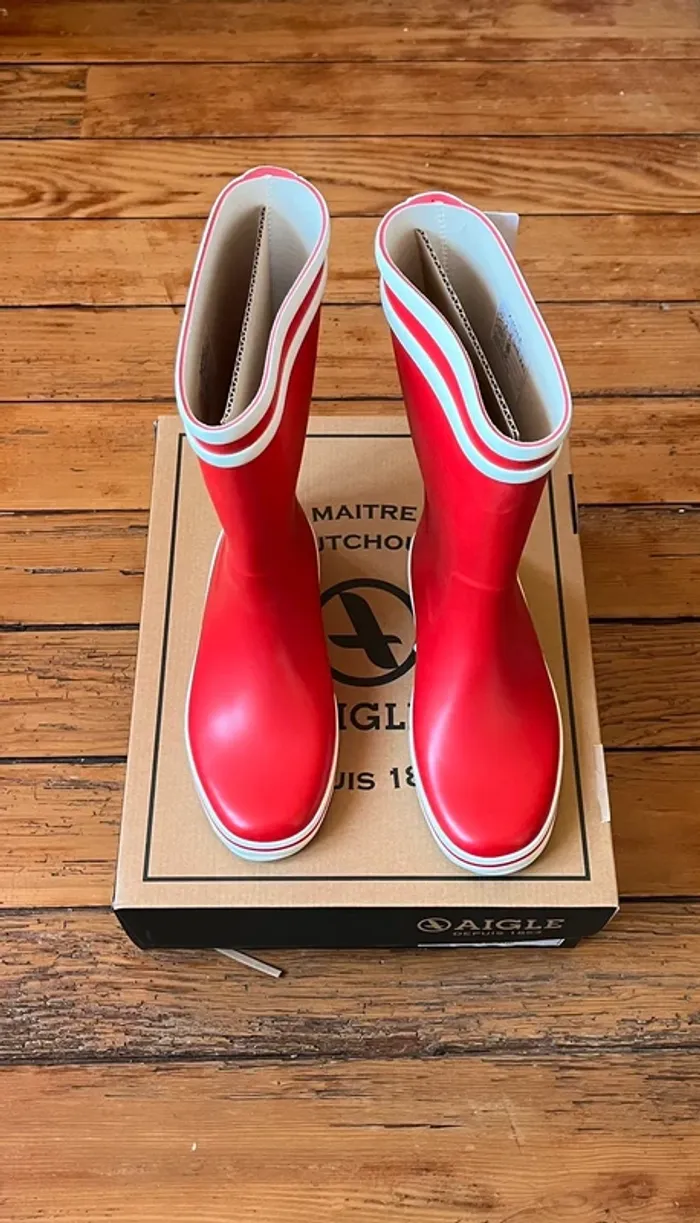 Bottes Aigle Malouine rouge et blanc - photo numéro 2