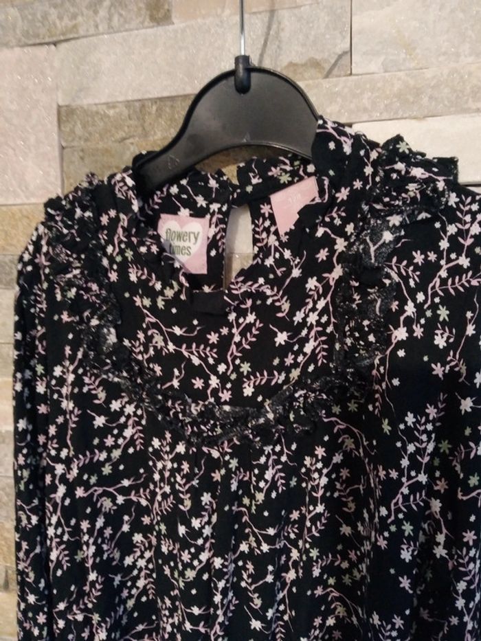 Robe fine noire fleurs - photo numéro 2