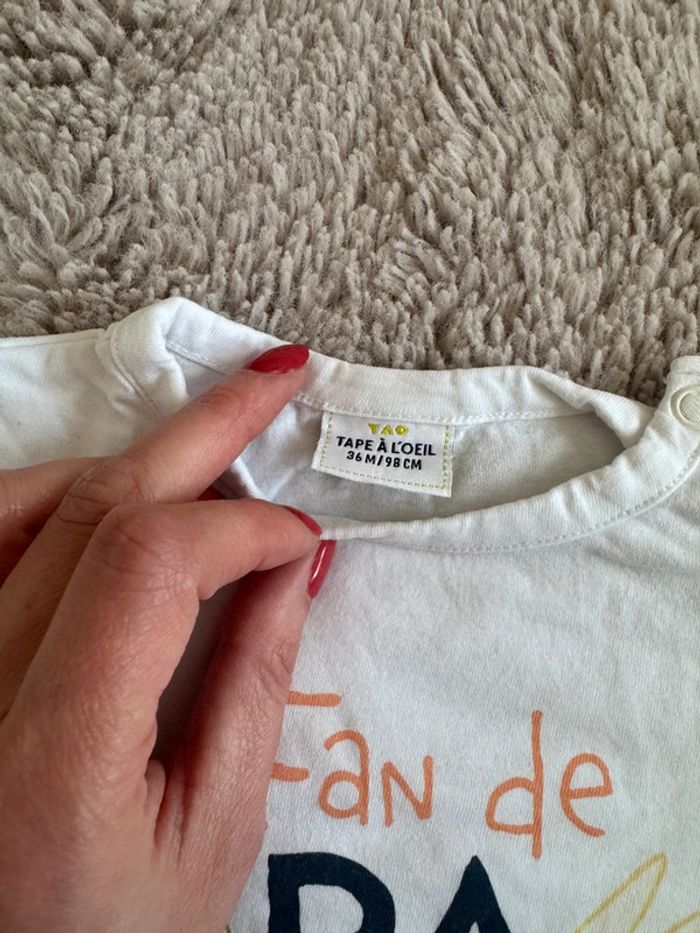 T shirt « fan de Papa » Tape à l’œil 3 ans - photo numéro 2