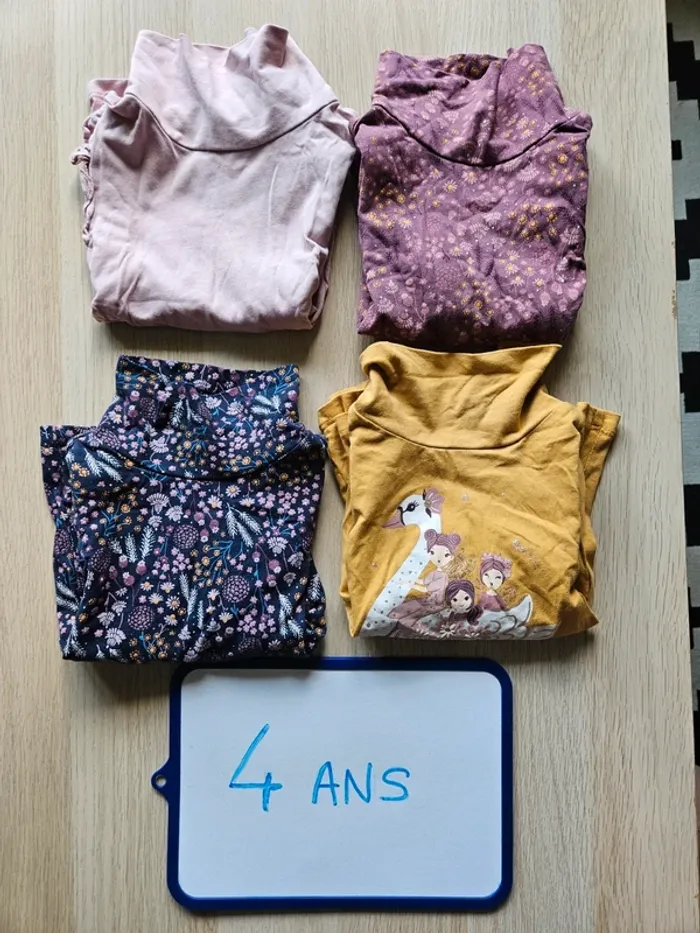 Lot de 4 cols roulés fille