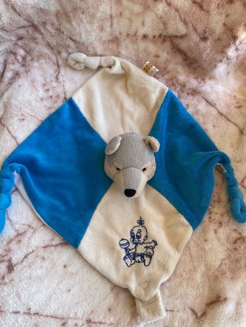 Doudou plat chien loup Husky blanc bleu Roda Rodadou
