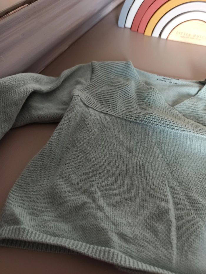 Pull fin vert de gris 6 mois Verbaudet - photo numéro 3