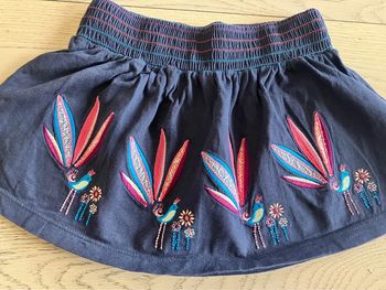 Jupe bleue motif paon 24 mois (86cm)  Sense Organic