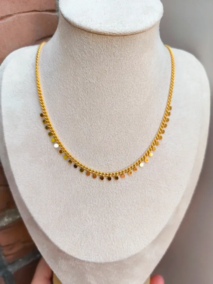 Collier doré avec franges pampilles rondes - photo numéro 9