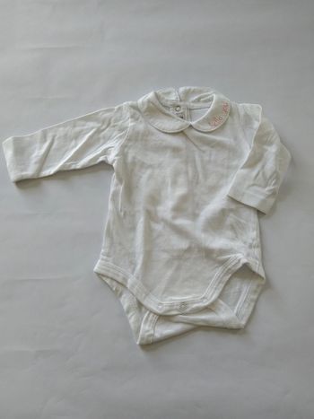 bodie body blanc avec col claudine fille 3 mois Gémo