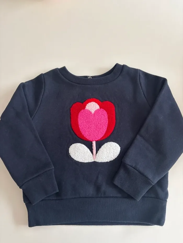 Sweat Jacadi bleu marine motif fleur - Taille 3 ans (96 cm)