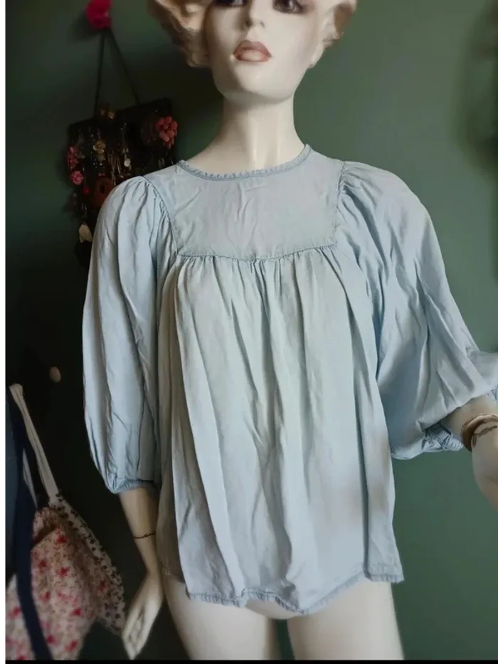 Blouse jean clair fin 38 - photo numéro 2