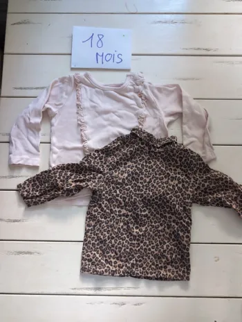 Lot tee shirt manches longues bébé fille 18 mois