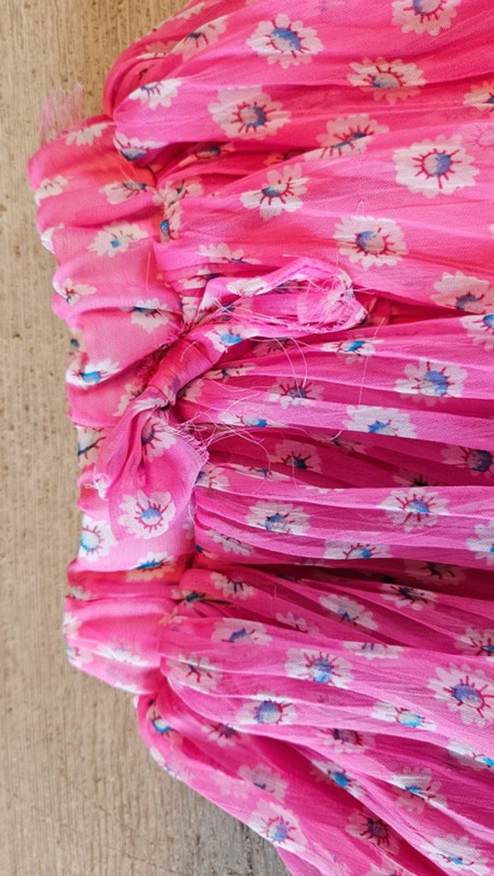 Jupe courte avec doublure, rose avec fleurs, taille 2 ans - photo numéro 4