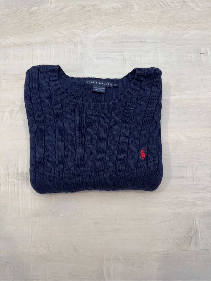 Torsadé Ralph Lauren bleu taille XL logo brodé en très bon état