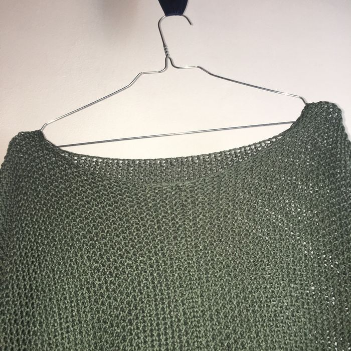 265 - Pull à maille ouverte vert et manches 3/4 - photo numéro 5