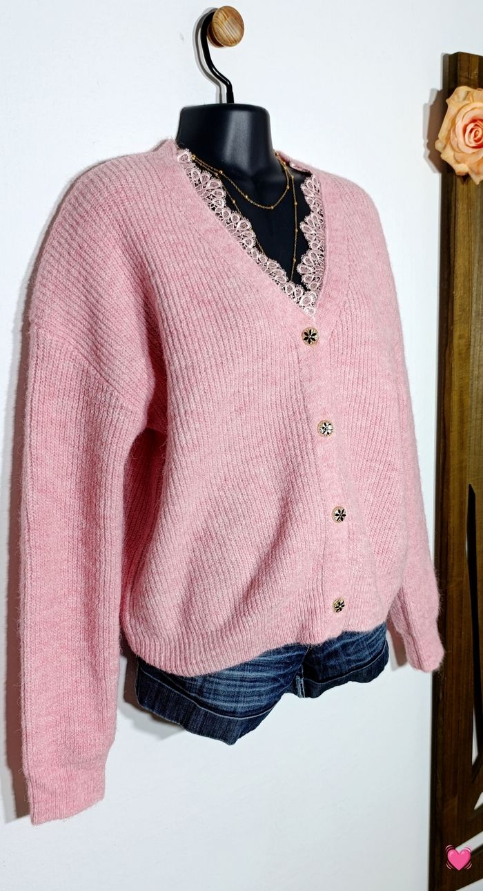 Cardigan rose mohair taille L - boutique indépendante 💫 - photo numéro 4