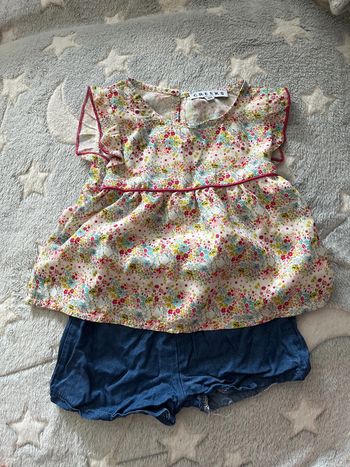 Ensemble été blouse fleurie/short