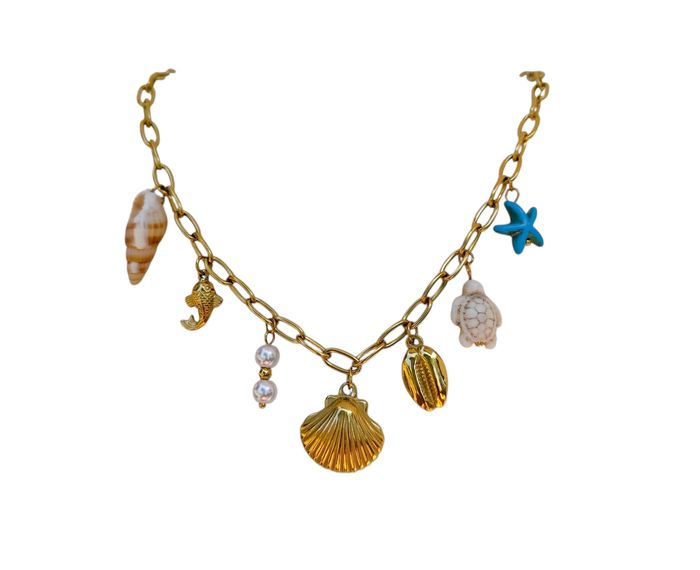Collier coquillage étoile bleu ✅