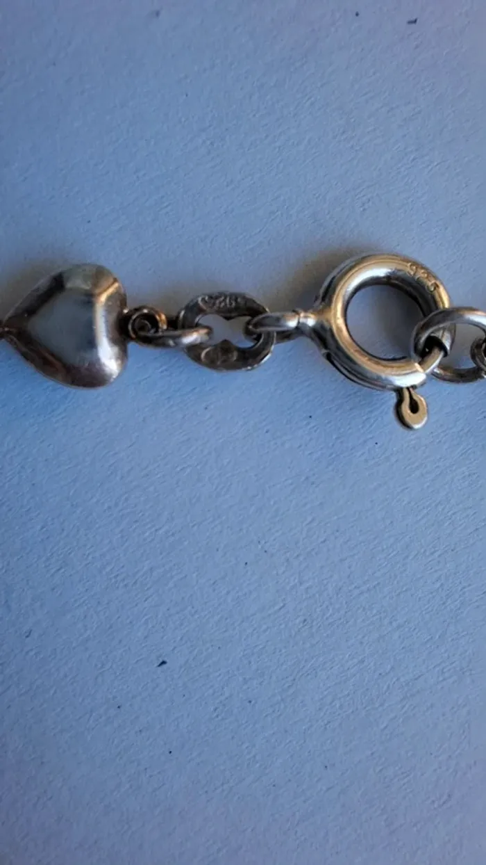 Bracelet cœurs et rose en argent - photo numéro 3