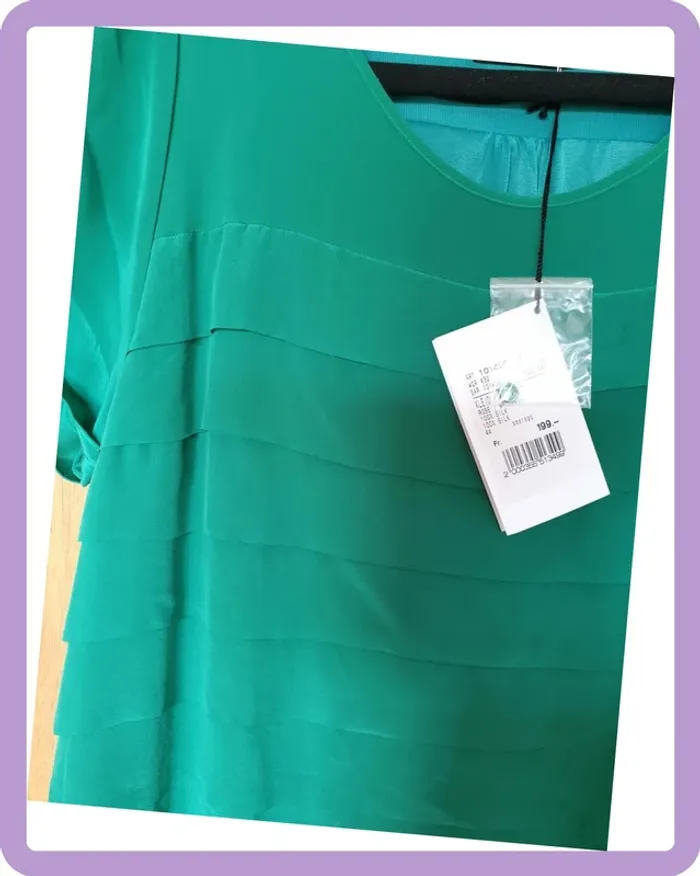 Robe soie vert Emeraude , taille 44 - photo numéro 3