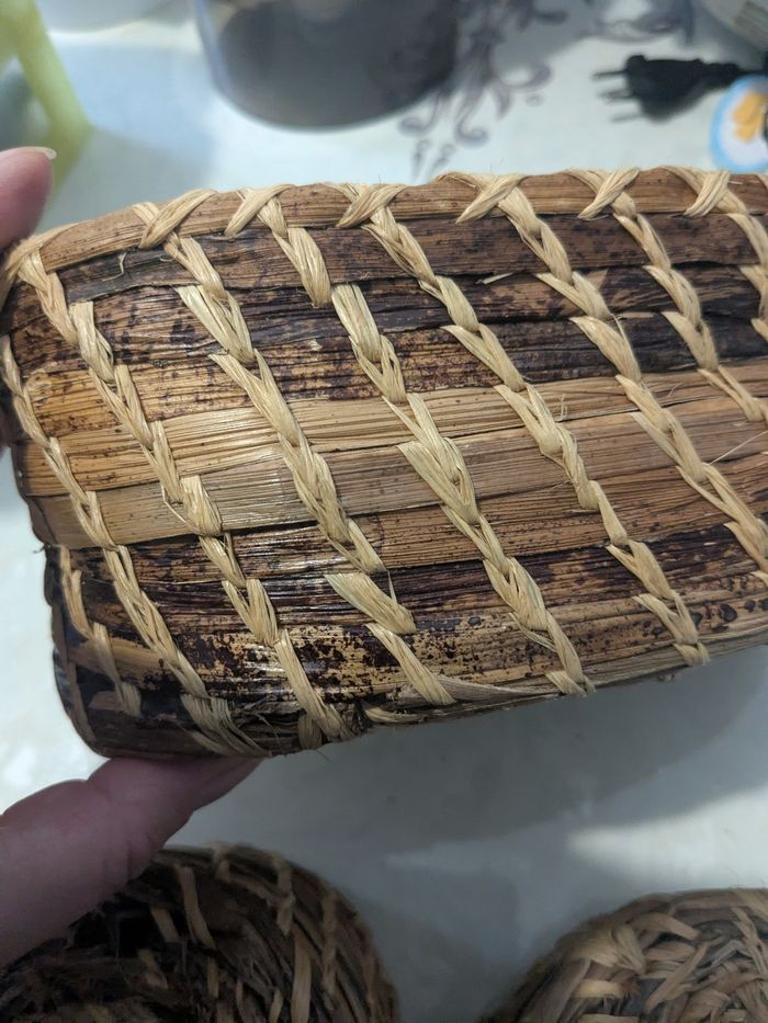 Magnifique ensemble de corbeilles tressées gigognes vintage. De - photo numéro 10