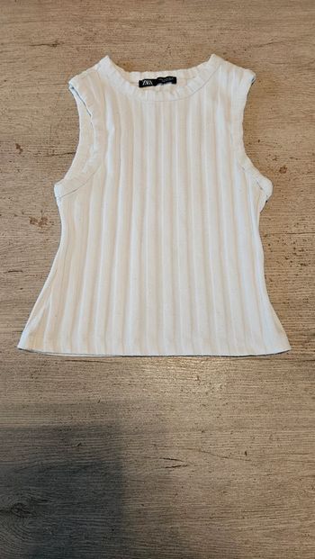 Débardeur blanc cotellé Zara, taille S