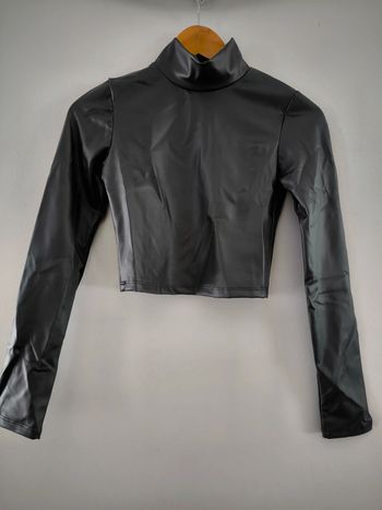 Crop top gris anthracite brillant – Taille M – Neuf