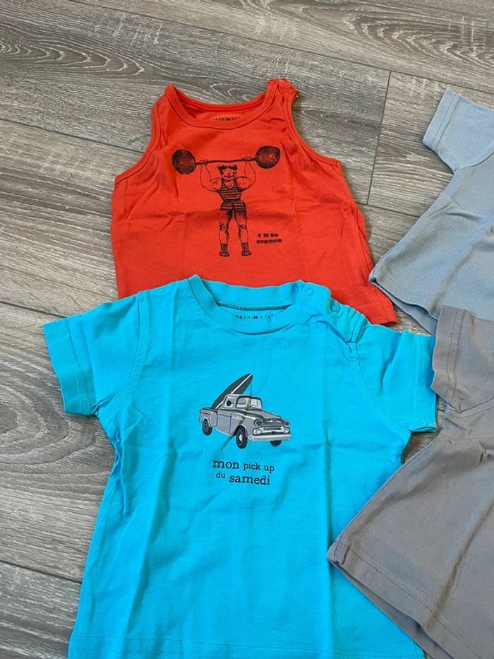 Lot t-shirt bébé garçon 6 mois manches courtes - photo numéro 2
