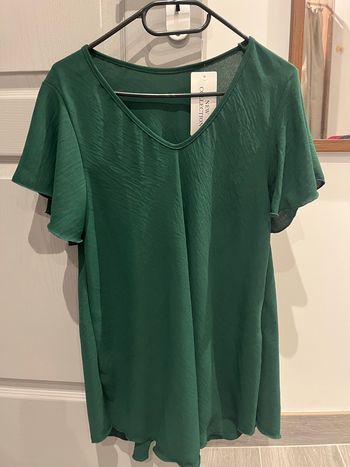 Haut col v ample vert sapin