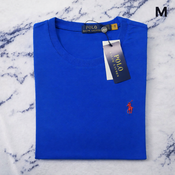 Tee Shirt Ralph Lauren pour homme - Taille M - Bleu logo brodé rouge - Neuf