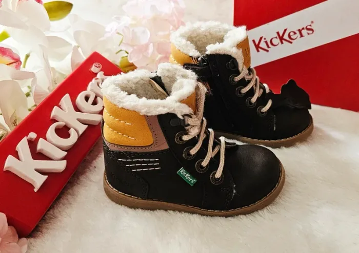 Bottes Bottines Cuir Zip Fourrées 1er pas 👣 Kickers T21