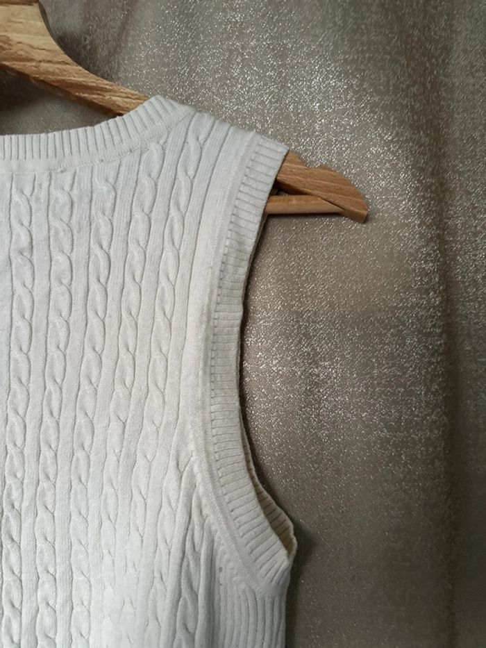 Pull sans manches Tommy Hilfiger femme – blanc torsadé – M - photo numéro 8