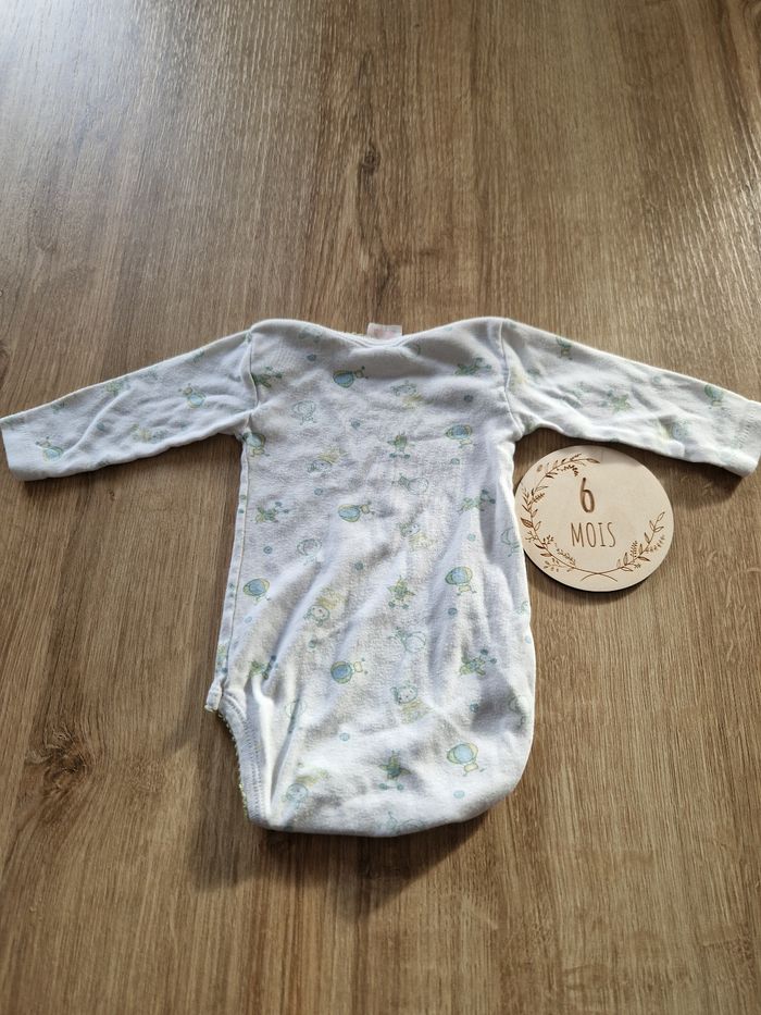 Body Bébé Manches Longues Blanc à Motifs (6 Mois) - photo numéro 4