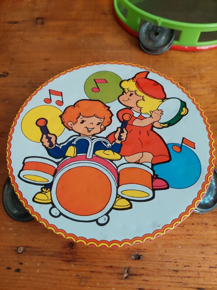 Lot de 2 tambourins en métal année 60 - photo numéro 5