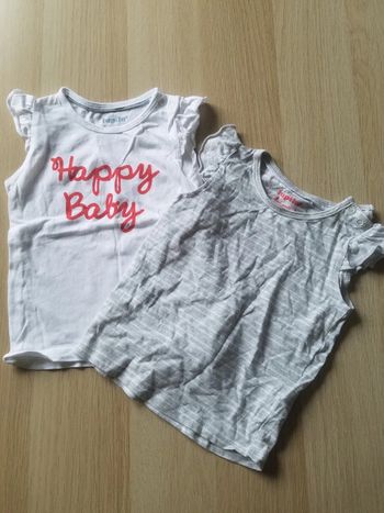 Lot 2 tee shirt fille 12 mois