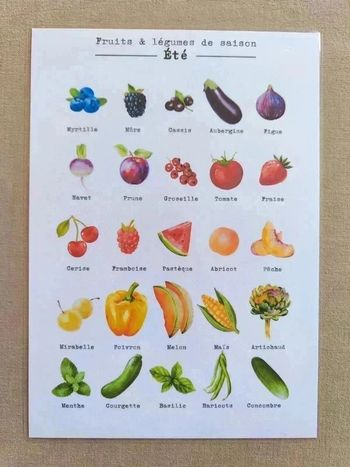 Fruits et légumes de saison d'été A4 papier 250G