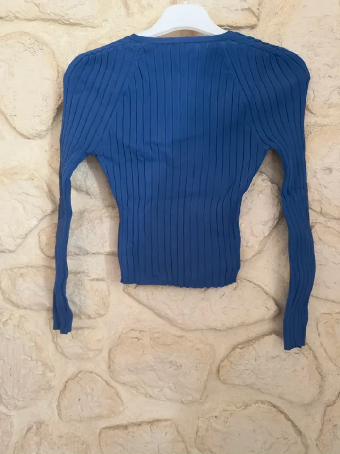 Haut côtelé bleu Zara – Taille S - photo numéro 2