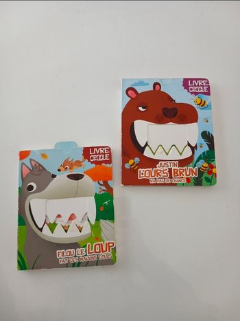 Lot 2 Livres "Livre Croque" - Filou le Loup & Justin l'Ours