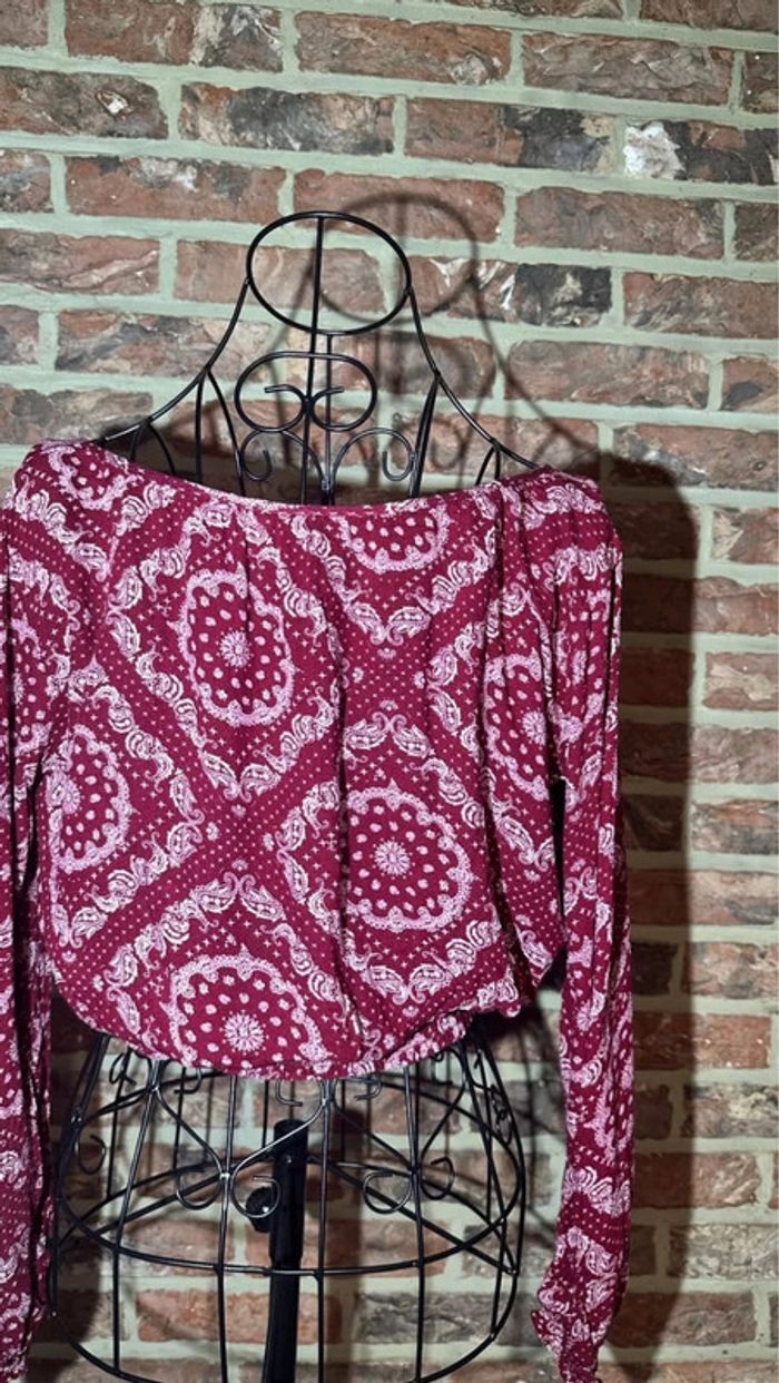 Haut manches longues bordeaux et blanc à perles H&M Taille S / 36 - photo numéro 13