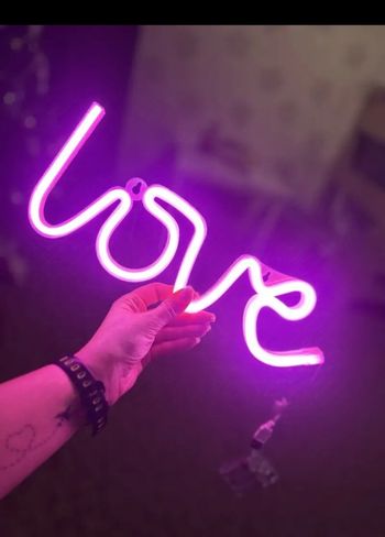 Enseigne lumineuse love rose néon led USB pile neuf