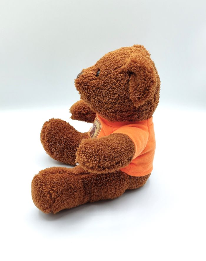 Peluche doudou ours marron zoo refuge la Tanière Minifeet tee-shirt orange 20 cm - photo numéro 2