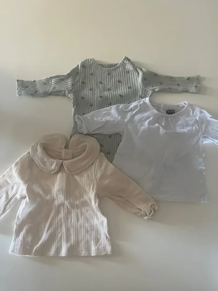 Lot 3 hauts manches longues Kiabi - 3 mois - Neuf 👧
