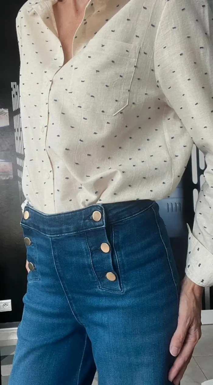 Chemise Tomboy plumetis bleus t38 - photo numéro 2