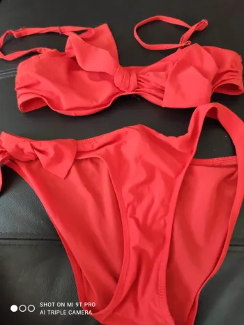Maillot 2 pièces rouge m