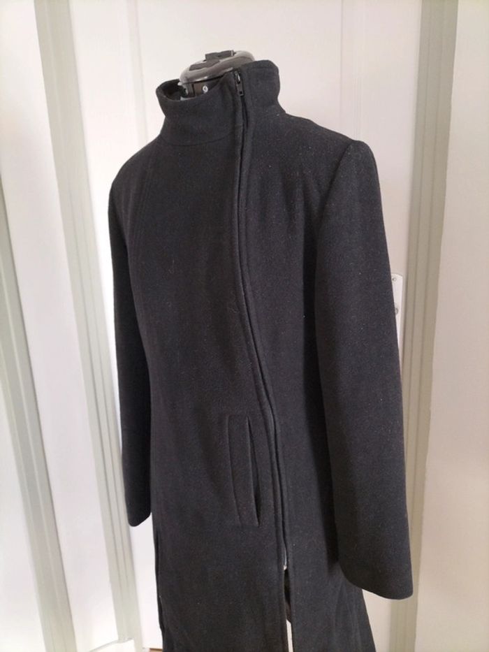 Manteau Cachemire et laine noir fermeture Zip - photo numéro 3