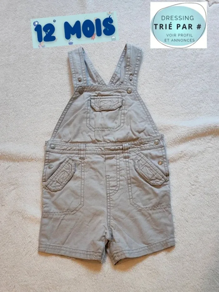 Salopette short grise 12 mois