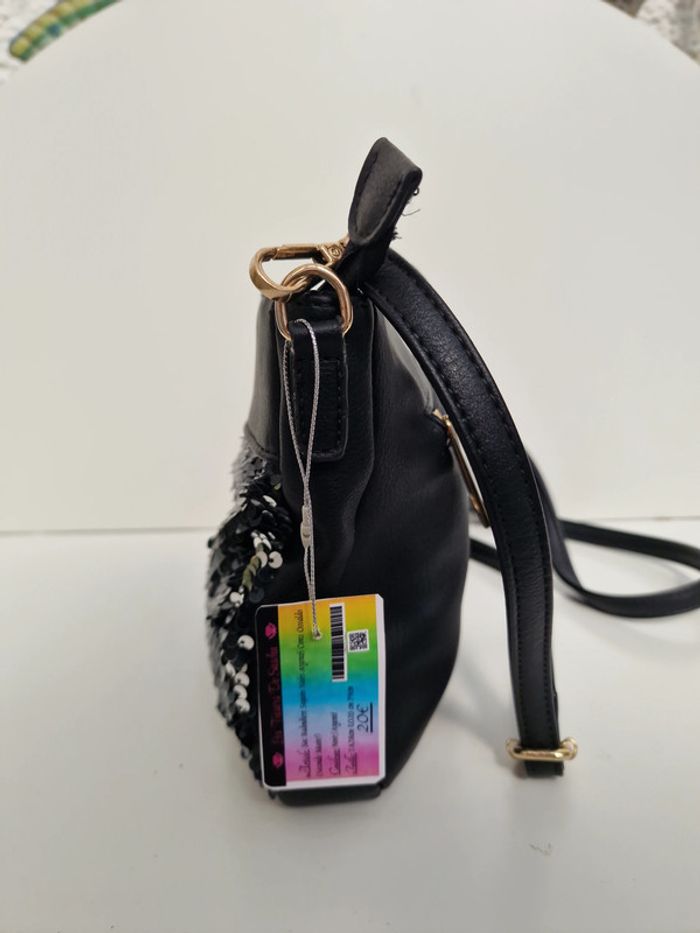 Sac Bandoulière Noir Sequins Noirs Argentés Conti Osvaldo - photo numéro 6