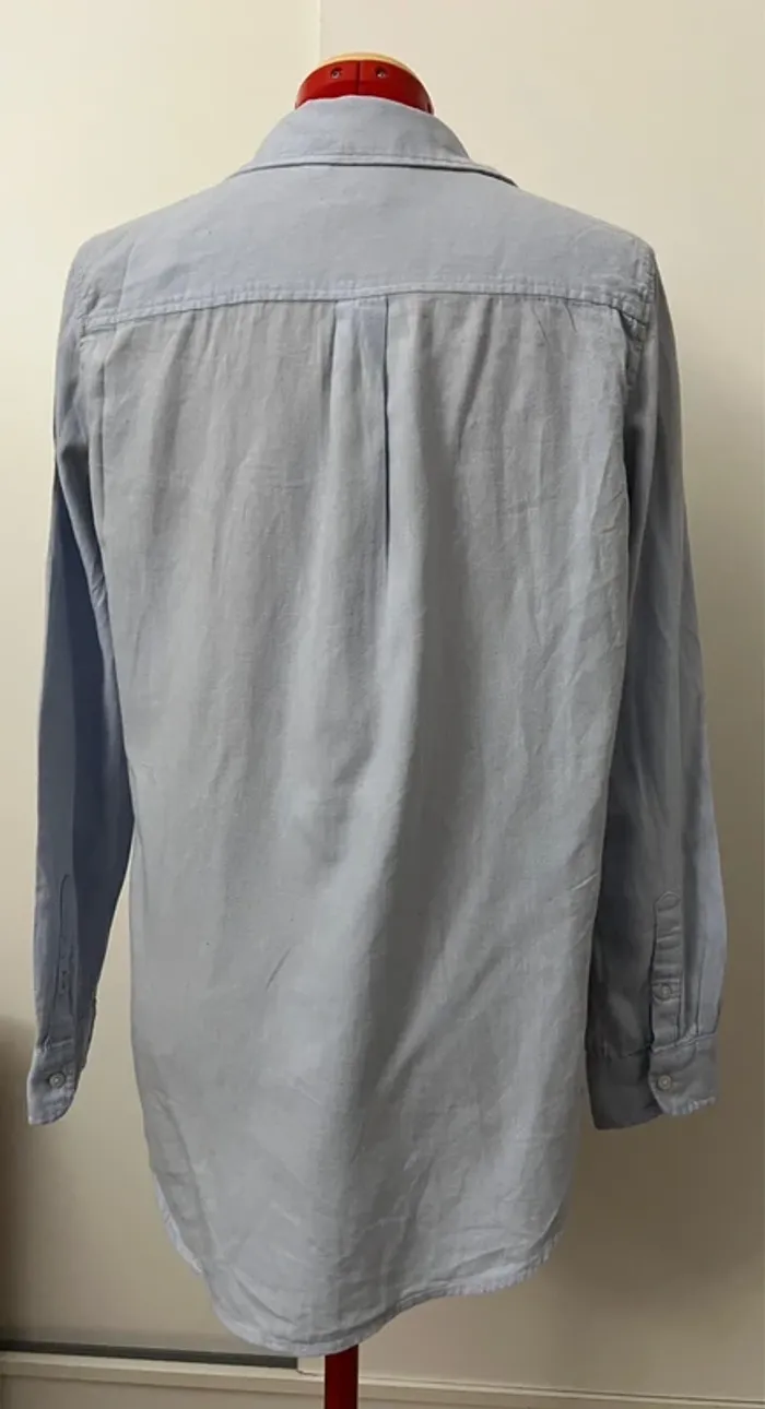 Chemise manches longues coton bleu ciel H&M - photo numéro 4