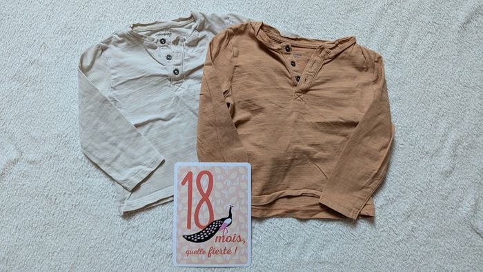 Lot 2 t-shirt manches longues 18 mois