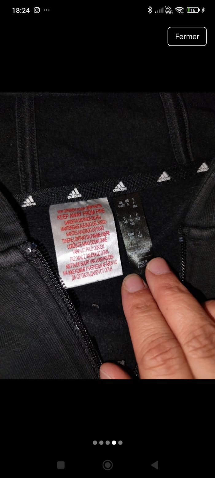 Veste adidas mixte  9 10 ans - photo numéro 4